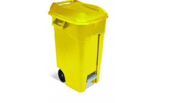 Бак для мусора с крышкой 120 л желтый