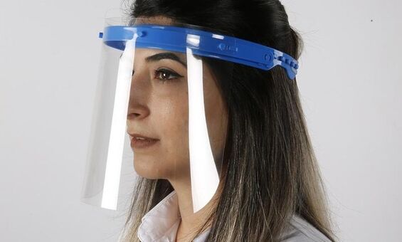 Экран-щиток защитный для лица прозрачный медицинский Синий